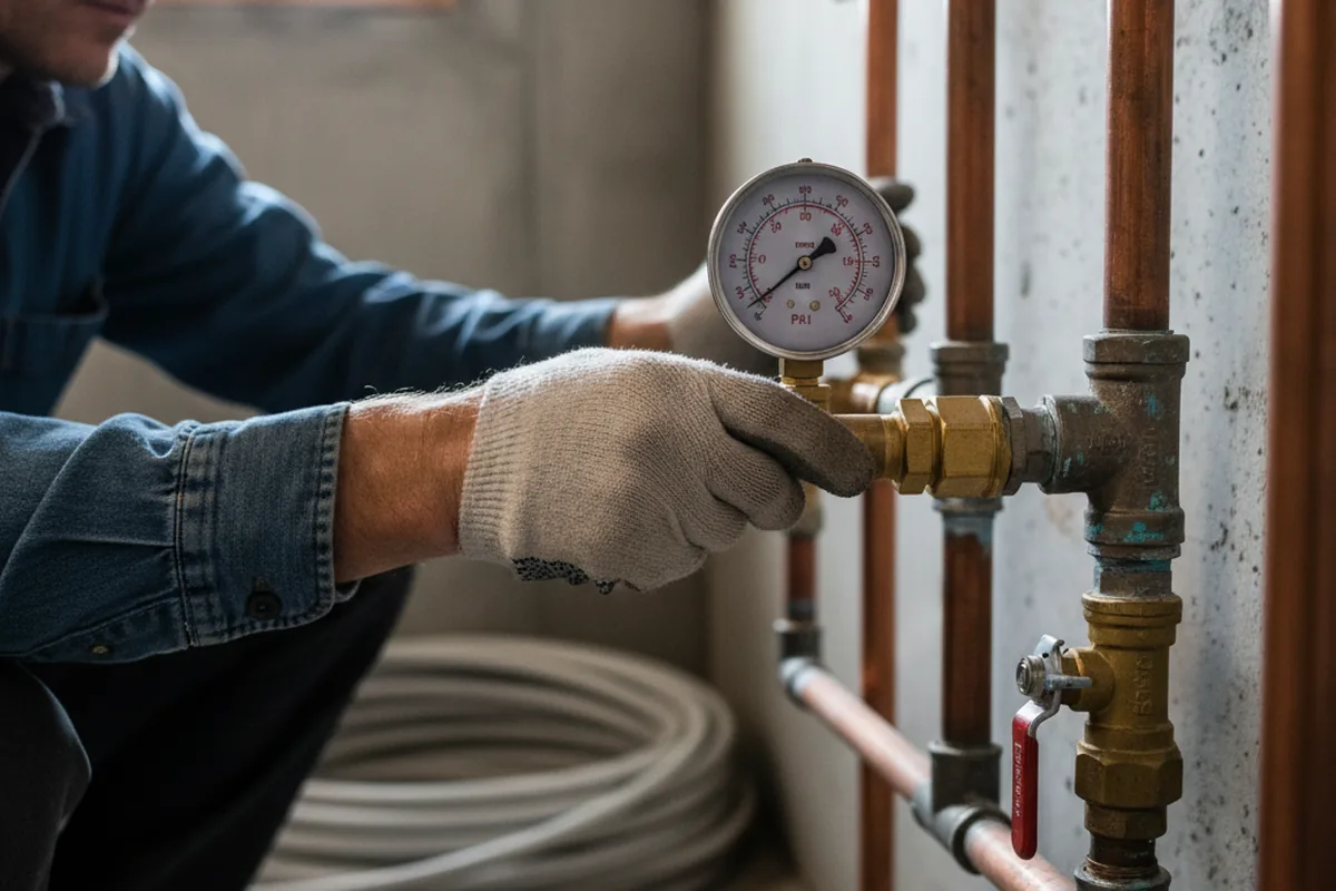 Pressure testing a repaired line during Water Line Repair in Mohawk
